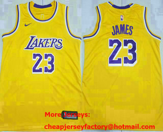 Youth Los Angeles Lakers #23 LeBron James Yellow 2022 Nike Swingman Stitched Jersey