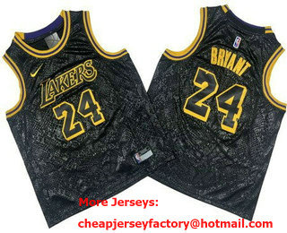 Youth Los Angeles Lakers #24 Kobe Bryant Black City Icon Swingman Jersey