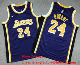 Youth Los Angeles Lakers #24 Kobe Bryant Purple Icon Swingman Jersey