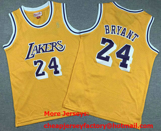 Youth Los Angeles Lakers #24 Kobe Bryant Yellow Throwback Swingman Jersey