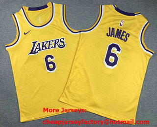 Youth Los Angeles Lakers #6 LeBron James Yellow Icon Swingman Jersey