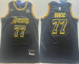 Youth Los Angeles Lakers #77 Luka Doncic Black City Sponsor Swingman Jersey