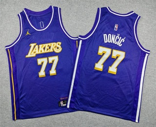 Youth Los Angeles Lakers #77 Luka Doncic Purple 2025 City Swingman Jersey