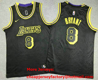 Youth Los Angeles Lakers #8 Kobe Bryant Black City Icon Swingman Jersey