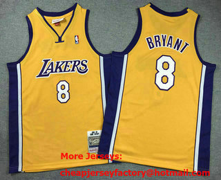 Youth Los Angeles Lakers #8 Kobe Bryant Yellow 2003 Throwback Swingman Jersey