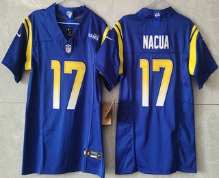 Youth Los Angeles Rams #17 Puka Nacua Blue FUSE Vapor Limited Stitched Jersey