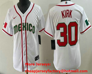 Youth Mexico #30 Alejandro Kirk White 2026 World Baseball Classic Cool Base Jersey