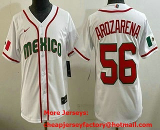 Youth Mexico #56 Randy Arozarena White 2026 World Baseball Classic Cool Base Jersey