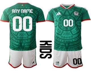 Youth Mexico Custom Green 2026 World Cup Home Soccer Jersey Suit