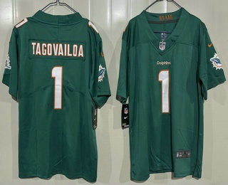 Youth Miami Dolphins #1 Tua Tagovailoa Limited Aqua Vapor Jersey