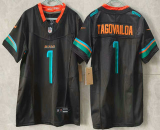 Youth Miami Dolphins #1 Tua Tagovailoa Limited FUSE Black Rivalries Vapor Jersey