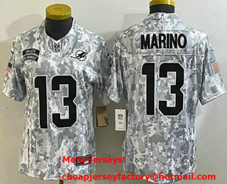 Youth Miami Dolphins #13 Dan Marino Arctic Camo 2024 FUSE Salute to Service Limited Stitched Jersey