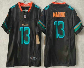 Youth Miami Dolphins #13 Dan Marino Limited Black Rivalries FUSE Vapor Stitched Jersey