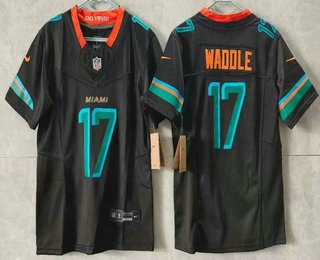 Youth Miami Dolphins #17 Jaylen Waddle Limited Black Rivalries FUSE Vapor Stitched Jersey