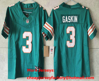 Youth Miami Dolphins #3 Myles Gaskin Aqua 2023 FUSE Vapor Limited Throwback Stitched Jersey