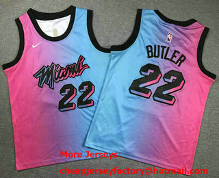 Youth Miami Heat #22 Jimmy Butler Pink Blue 2021 Nike City Edition Swingman Jersey