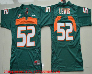Youth Miami Hurricanes #52 Ray Lewis Green Stitched NCAA Nike College Football Jersey