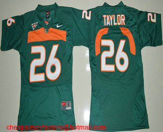 Youth Miami Hurricanes #26 Sean Taylor Green Stitched NCAA Nike College Football Jersey