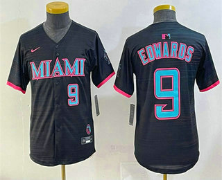 Youth Miami Marlins #9 Xavier Edwards Number Black 2025 City Connect Limited Jersey