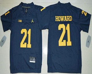 Youth Michigan Wolverines #21 Desmond Howard Navy Blue Stitched NCAA Brand Jordan College Football Jersey
