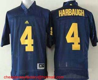 Youth Michigan Wolverines #4 Jim Harbaugh Navy Blue Stitched NCAA Nike College Football Jersey
