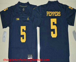 Youth Michigan Wolverines #5 Jabrill Peppers Navy Blue Stitched NCAA Brand Jordan College Football Jersey