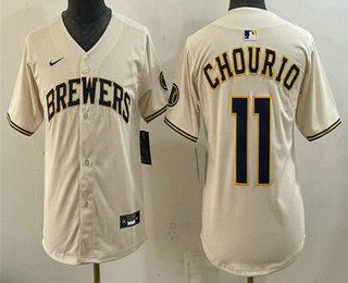 Youth Milwaukee Brewers #11 Jackson Chourio Cream Limited Stitched Jersey