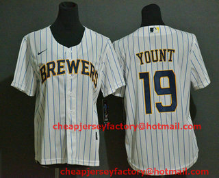 Youth Milwaukee Brewers #19 Robin Yount White Stitched MLB Cool Base Nike Jersey