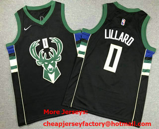 Youth Milwaukee Bucks #0 Damian Lillard Black Icon Swingman Jersey