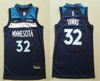 Youth Minnesota Timberwolves #32 Karl-Anthony Towns New Navy Blue 2017-2018 Nike Swingman Fitbit Stitched NBA Jersey