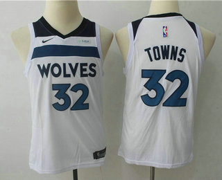 Youth Minnesota Timberwolves #32 Karl-Anthony Towns New White 2017-2018 Nike Swingman Fitbit Stitched NBA Jersey