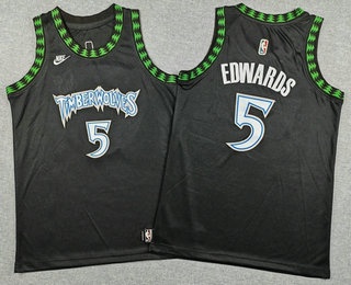 Youth Minnesota Timberwolves #5 Anthony Edwards Black Classic Swingman Jersey