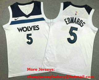 Youth Minnesota Timberwolves #5 Anthony Edwards White Icon Swingman Jersey