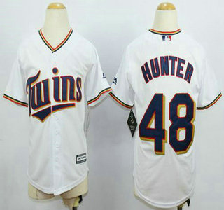 Youth Minnesota Twins #48 Torii Hunter 2015 White Jersey