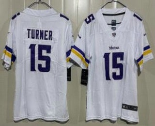 Youth Minnesota Vikings #15 Dallas Turner Limited White Vapor Jersey