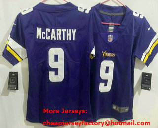 Youth Minnesota Vikings #9 JJ McCarthy Limited Purple Vapor Jersey