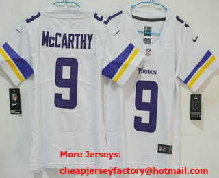 Youth Minnesota Vikings #9 JJ McCarthy Limited White Vapor Jersey