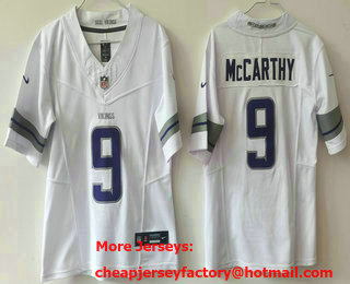 Youth Minnesota Vikings #9 JJ McCarthy White Alternate Vapor FUSE Limited Stitched Jersey