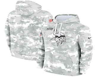 Youth Minnesota Vikings Arctic Camo 2024 Salute to Service Club Fleece Pullover Hoodie