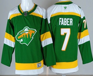 Youth Minnesota Wild #7 Brock Faber Green Alternate Authentic Jersey