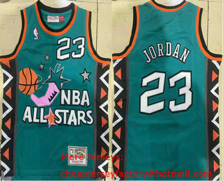 Youth NBA 1995 1996 All Star #23 Michael Jordan Green Swingman Throwback Jersey