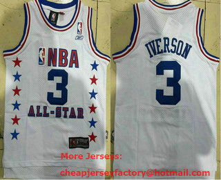 Youth NBA 2003 All-Star #3 Allen Iverson White Hardwood Classics Soul Swingman Throwback Jersey