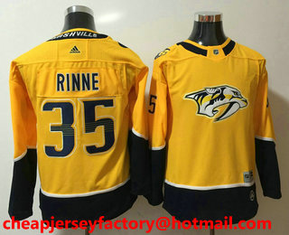 Youth Nashville Predators #35 Pekka Rinne Yellow Home 2017-2018 Hockey Stitched NHL Jersey