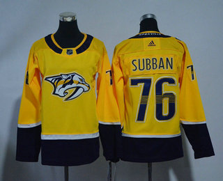 Youth Nashville Predators #76 P. K. Subban Yellow 2017-2018 Hockey Stitched NHL Jersey
