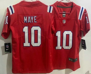 Youth New England Patriots #10 Drake Maye Limited Red Vapor Jersey