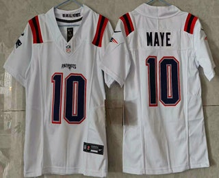Youth New England Patriots #10 Drake Maye Limited White FUSE Vapor Jersey