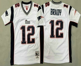 Youth New England Patriots #12 Tom Brady White Throwback Jersey
