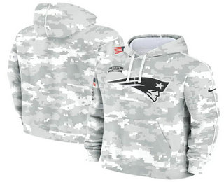 Youth New England Patriots Arctic Camo 2024 Salute to Service Club Fleece Pullover Hoodie