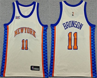 Youth New Yok Knicks #11 Jalen Brunson Cream 2025 City Swingman Jersey