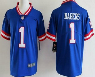 Youth New York Giants #1 Malik Nabers Limited Blue Classic Vapor Jersey